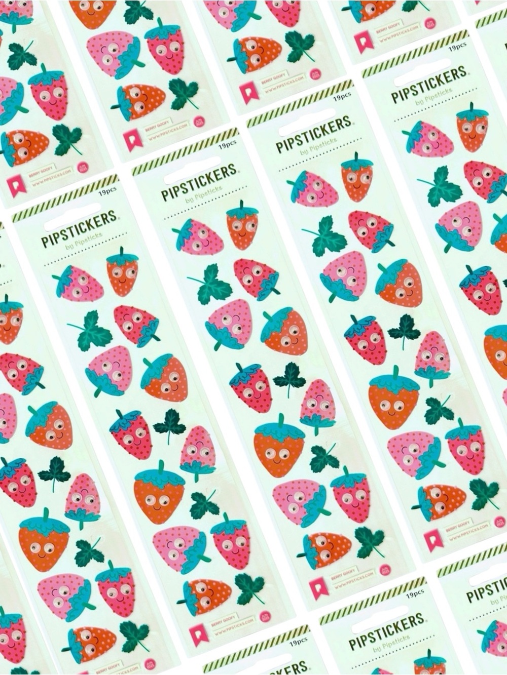 Pipstickers Strawberry Sticker Sheet Googly Eye Kawaii Planner Stickers NWT